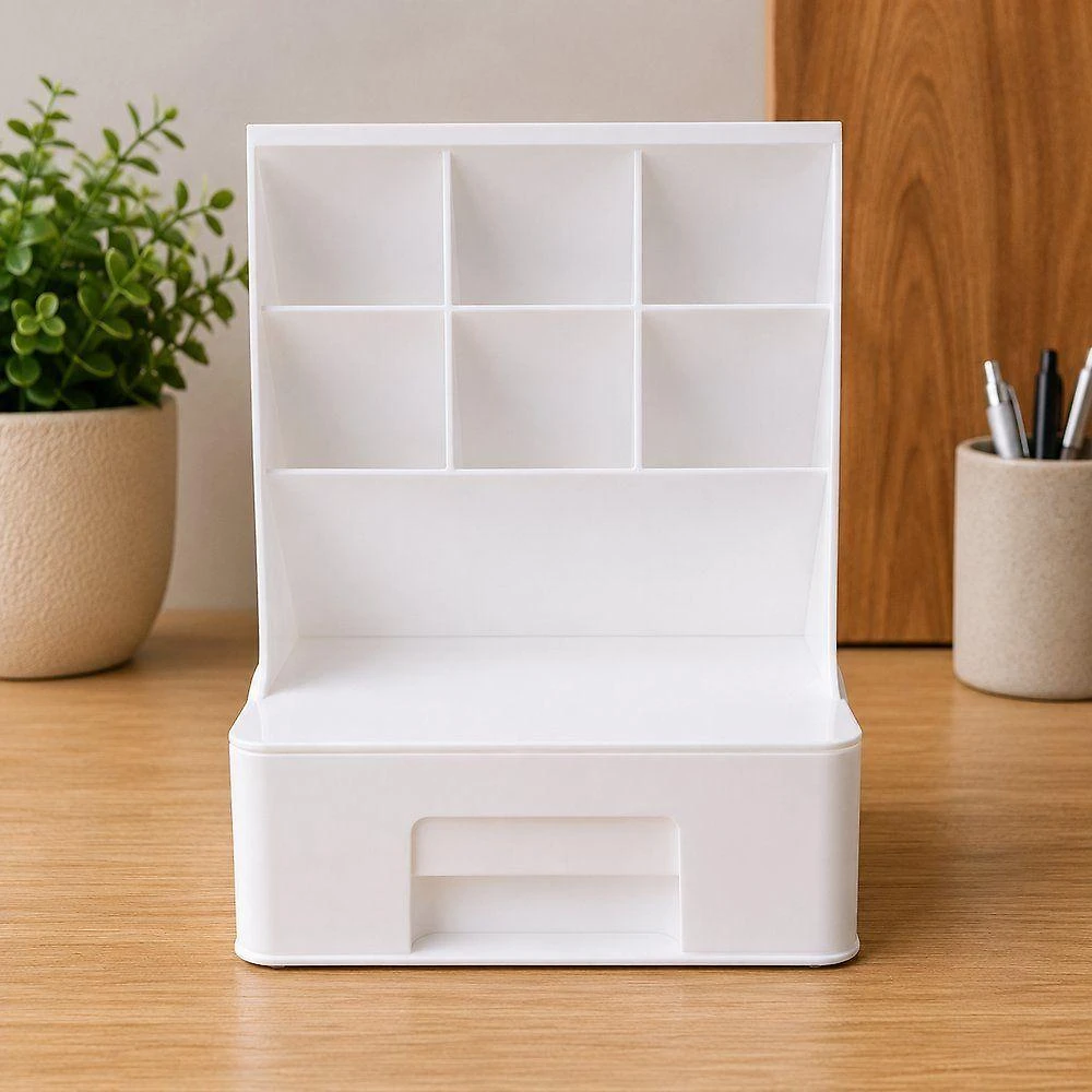 Organizador de Mesa Dello Multiuso com Gaveta Inferior Branco