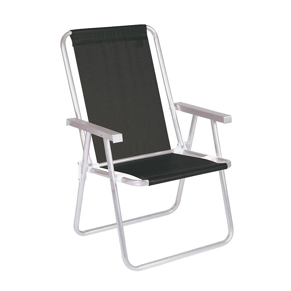 Cadeira de praia alta alumínio conforto 120 kg mor azul