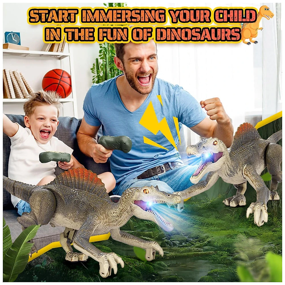 Brinquedo de dinossauro, Dinosaurio Realista de Controle Remoto para Crianças, 35 cm, 2.4GHz, Andar, Recarregável, Olhos 3D Realistas, Bokigibi