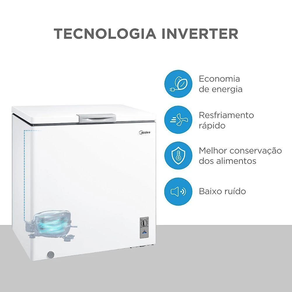 Freezer Midea Horiz Inverter MDRC280 198 Litros Branco Bivolt