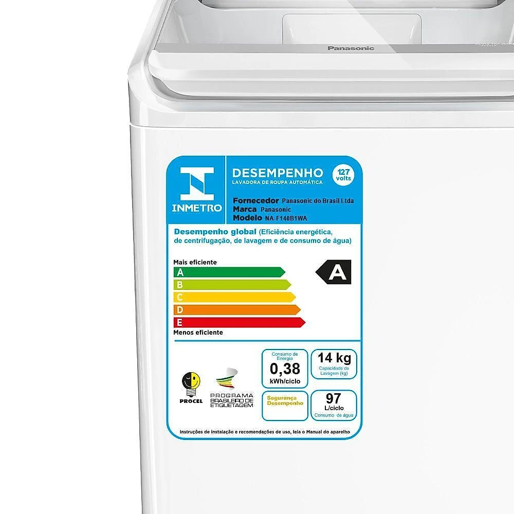 Máquina de Lavar Panasonic Função Vanish Branco Mais Branco 14kg - NA-F140B1W 110V