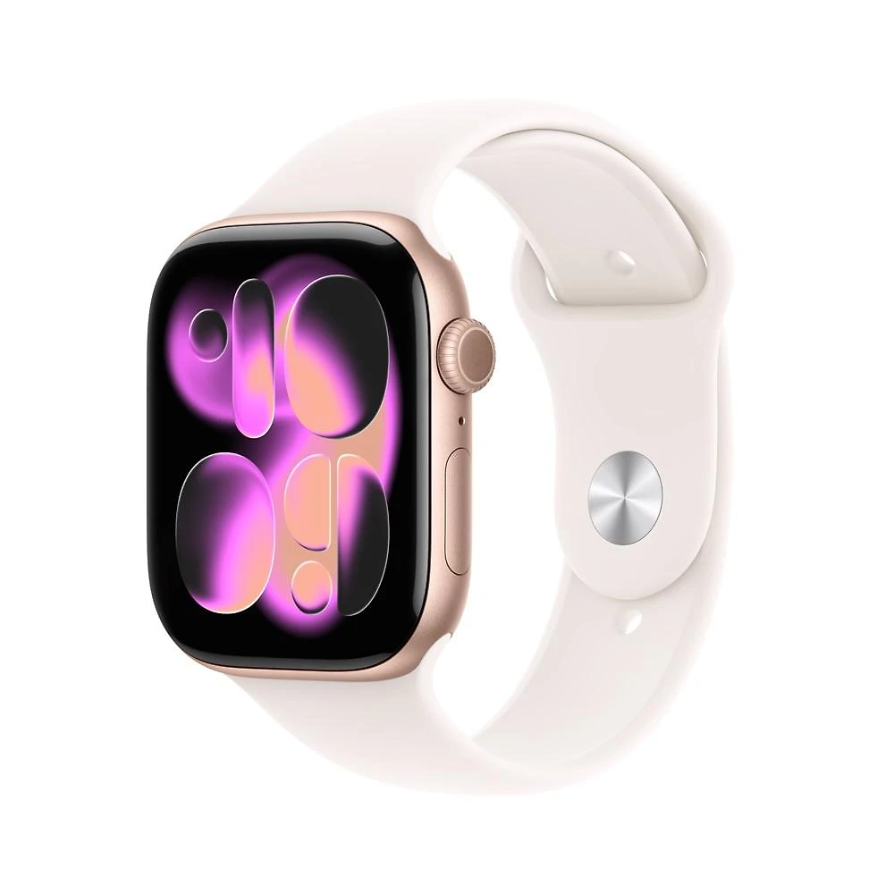 Apple Watch Series 11 GPS - Caixa cor de ouro rosa de alumínio – 46 mm - Pulseira esportiva blush-clara – P/M