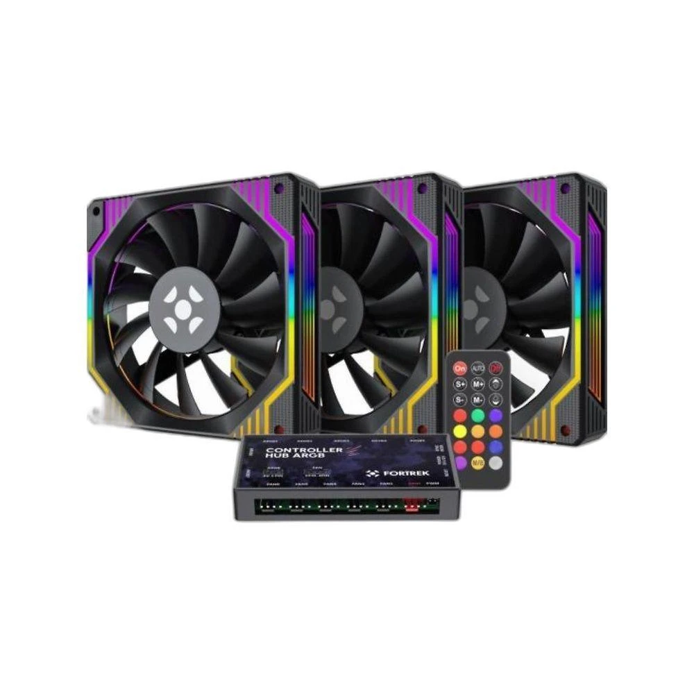 Kit Cooler Fan ARGB para PC Frosty Silencioso Preto Fortrek