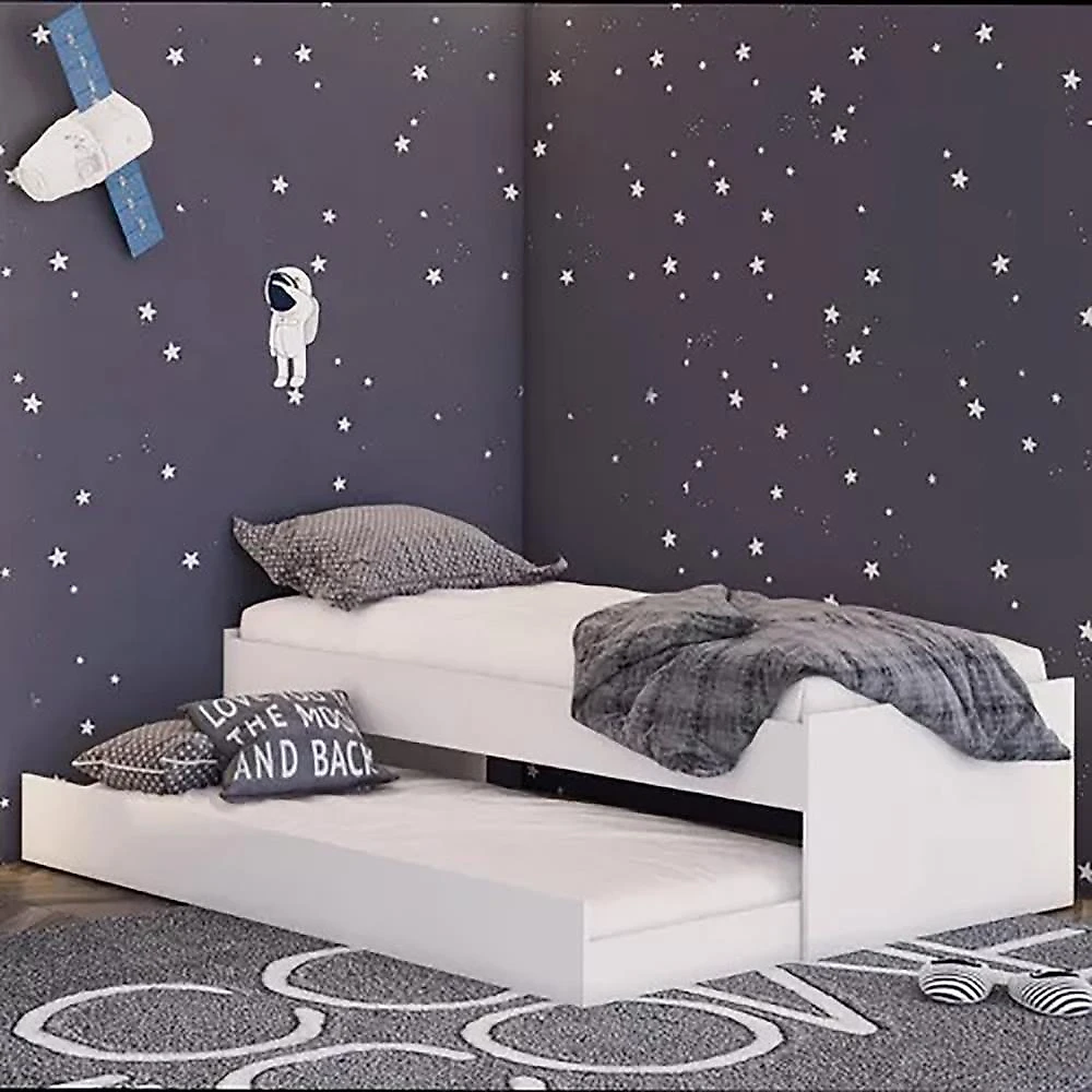 Cama Solteiro Bicama Com Cama Auxiliar 194x83 Cm20 Branco Dtall Branco