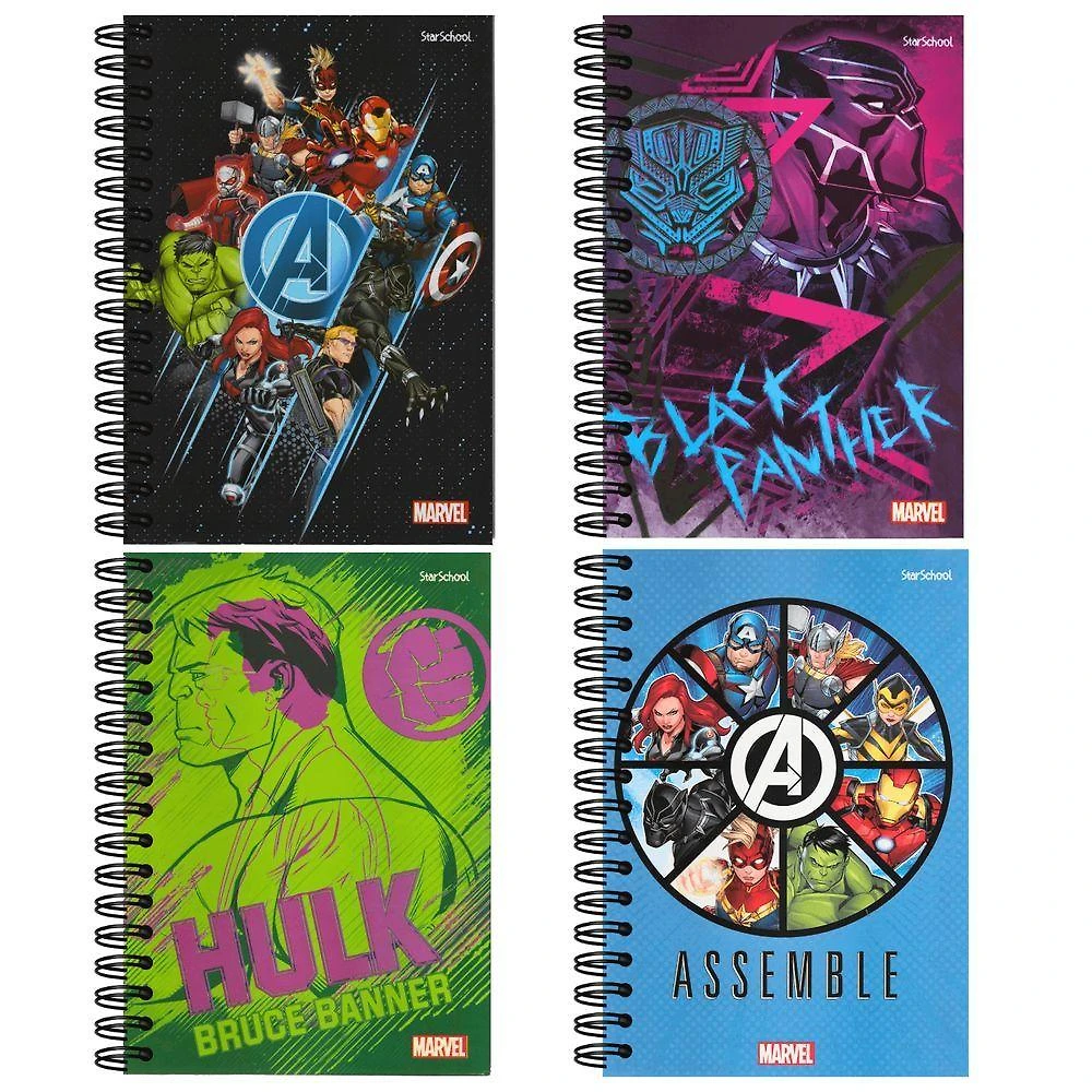 Caderno Espiral Capa Dura Jandaia Avengers Starschool 80 Folhas Pautadas 1 Matéria