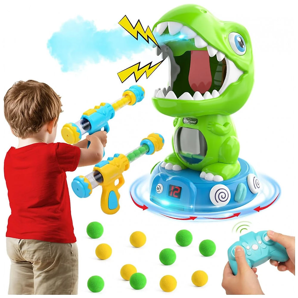 EagleStone Dinossauro de Tiro Controlado por Controle Remoto com Luzes, Sons e Placar Automático - Brinquedo Interativo para Crianças