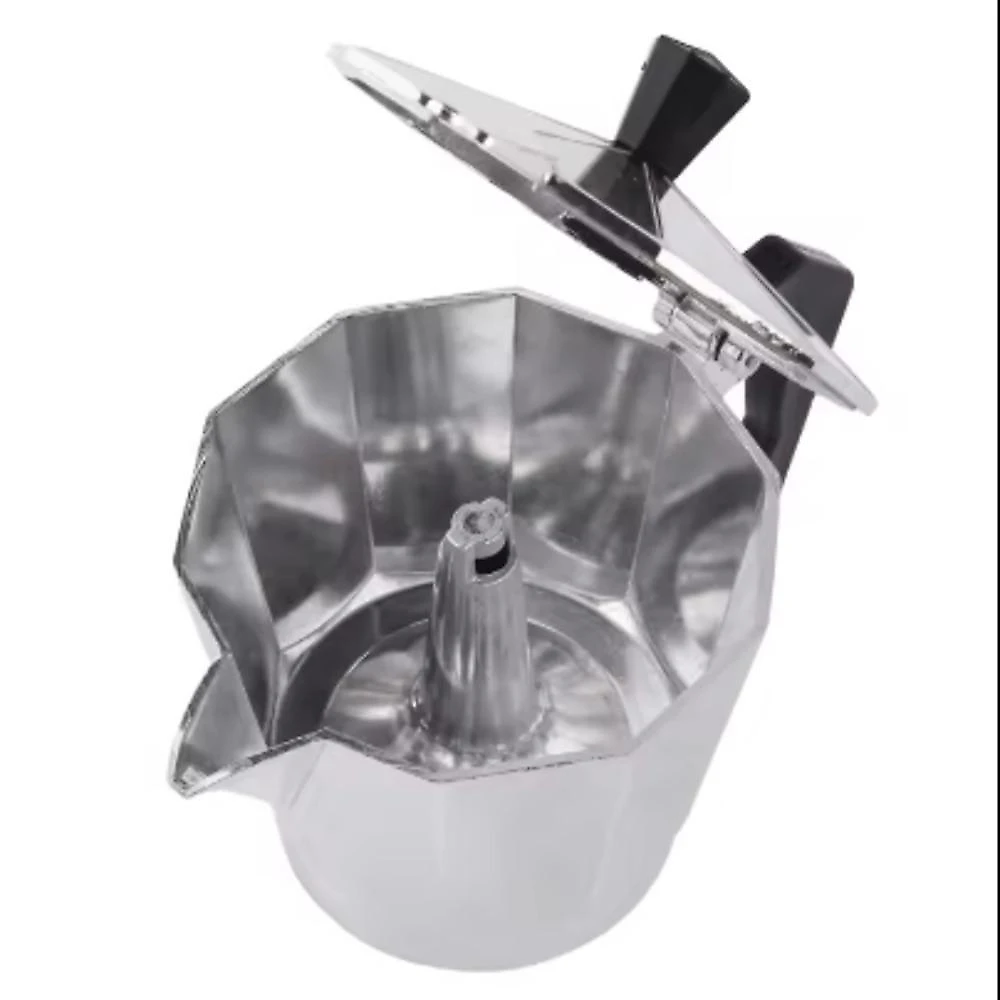 Cafeteira Italiana 6 Xicaras Expresso Grande Moka Luxo Manual em Alumínio para Café Prata