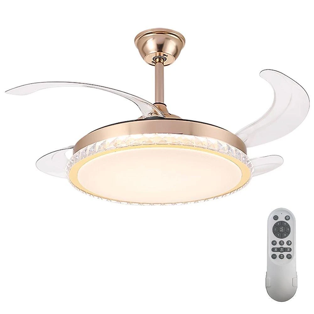 Ventilador de Teto com LED Economia Solar 60W 50CM 4 Pás 6 Velocidades Branco FL03 Cristal Bivolt