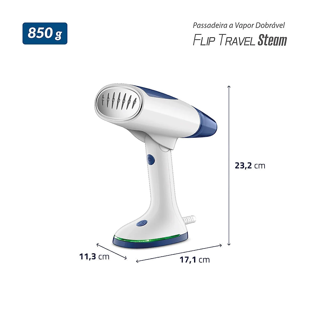 Passadeira a Vapor Dobrável Mondial Branco/Azul Bivolt - VP-10-DB VP-10-DB_BIV