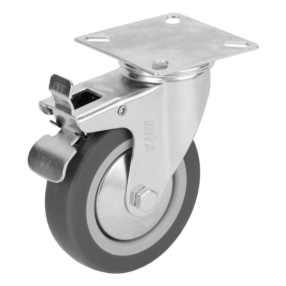 Rodízio Giratório com Freio MTX 6872155 65kg Resistente a UV Preto 100MM