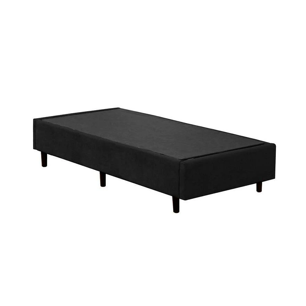 Cama Box Solteiro Extremo Reforçado Suede Madeira Preto Homequeen