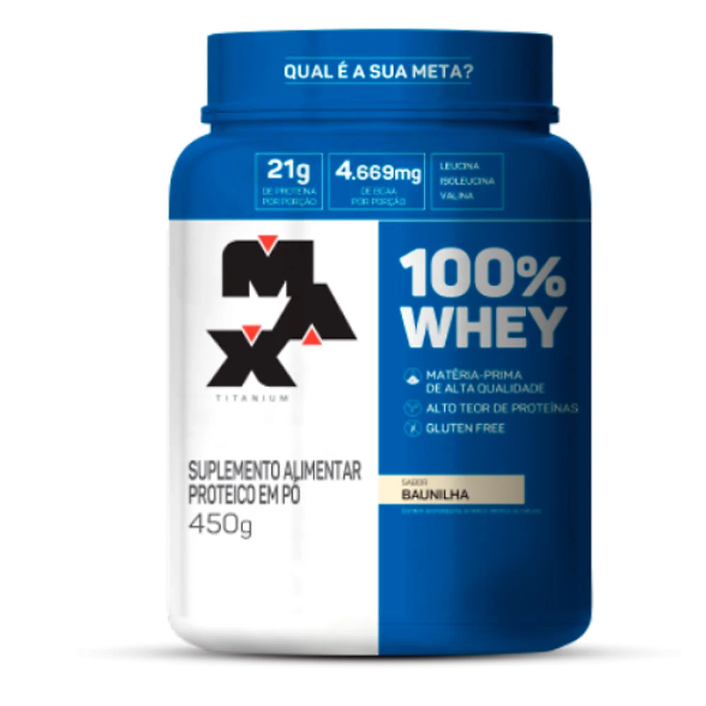 Miniatura Whey 100% Max Titanium Sabor Baunilha 450g