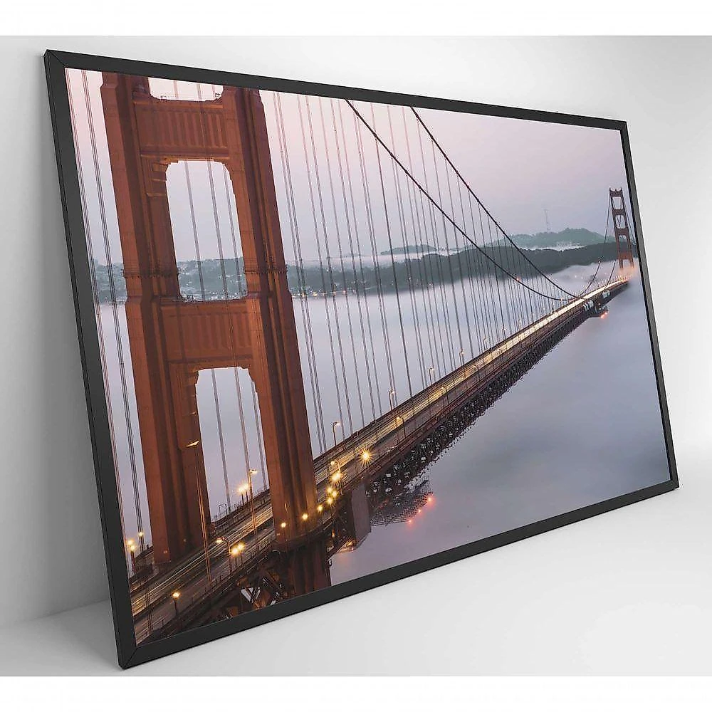 Quadro Ponte Golden Gate Neblina 90x60 Cm Vidro Impresso