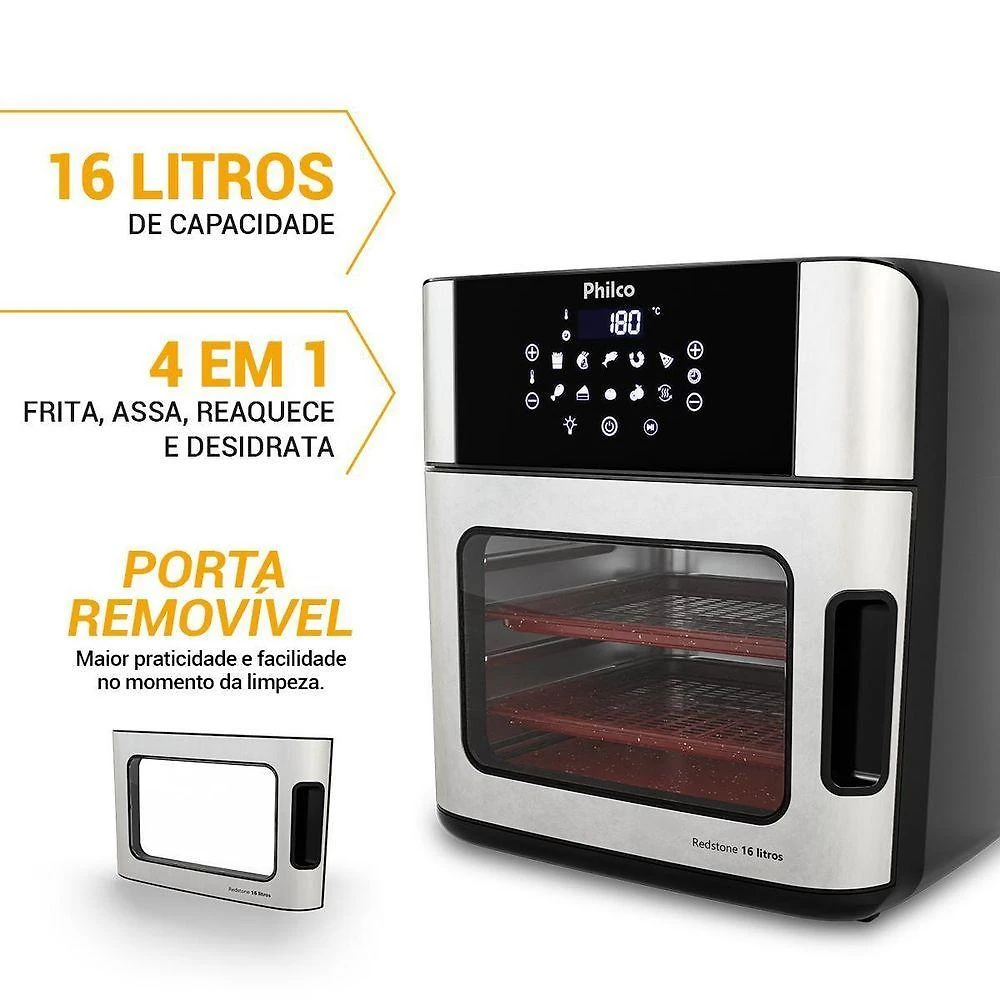Miniatura Air Fryer Philco 16L 4 em 1 Painel Digital PAF16A 110V
