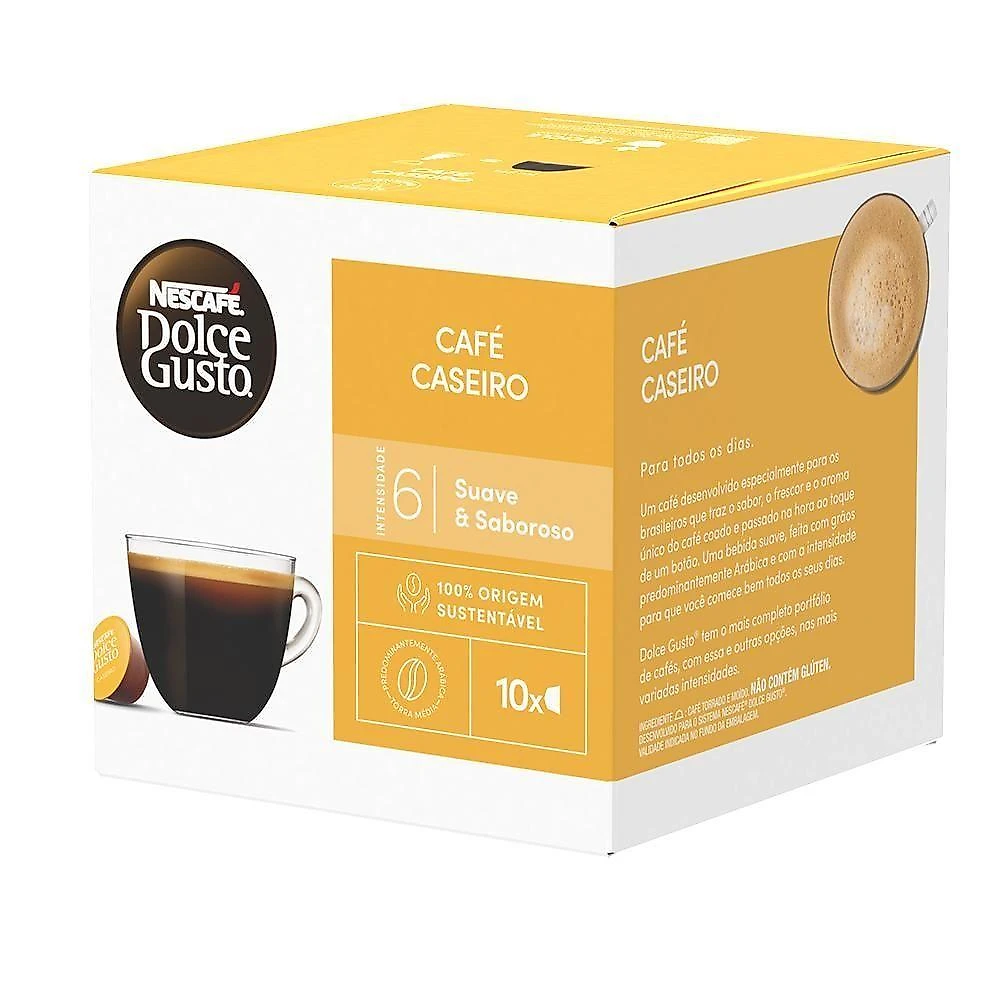 Café em Cápsulas Nescafé Dolce Gusto Café Caseiro Caixa com 10 Unidades