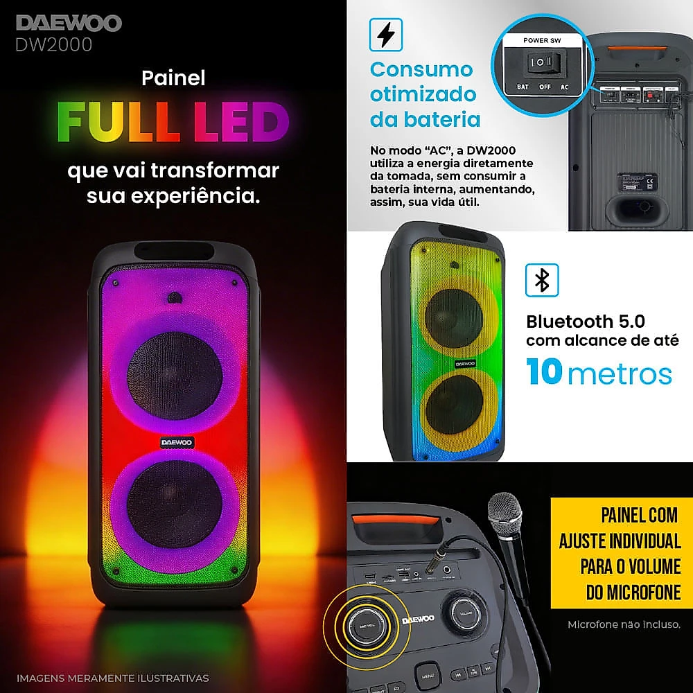 Caixa de Amplificada Daewoo Partybox 2000W