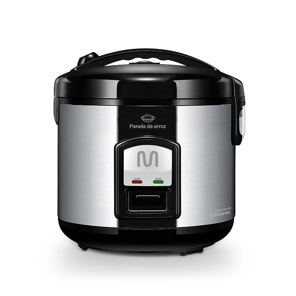 Panela de arroz 10 xícaras de inox, função manter aquecido e bandeja a vapor 220v-700w multi - go006out [remanufaturado] preto