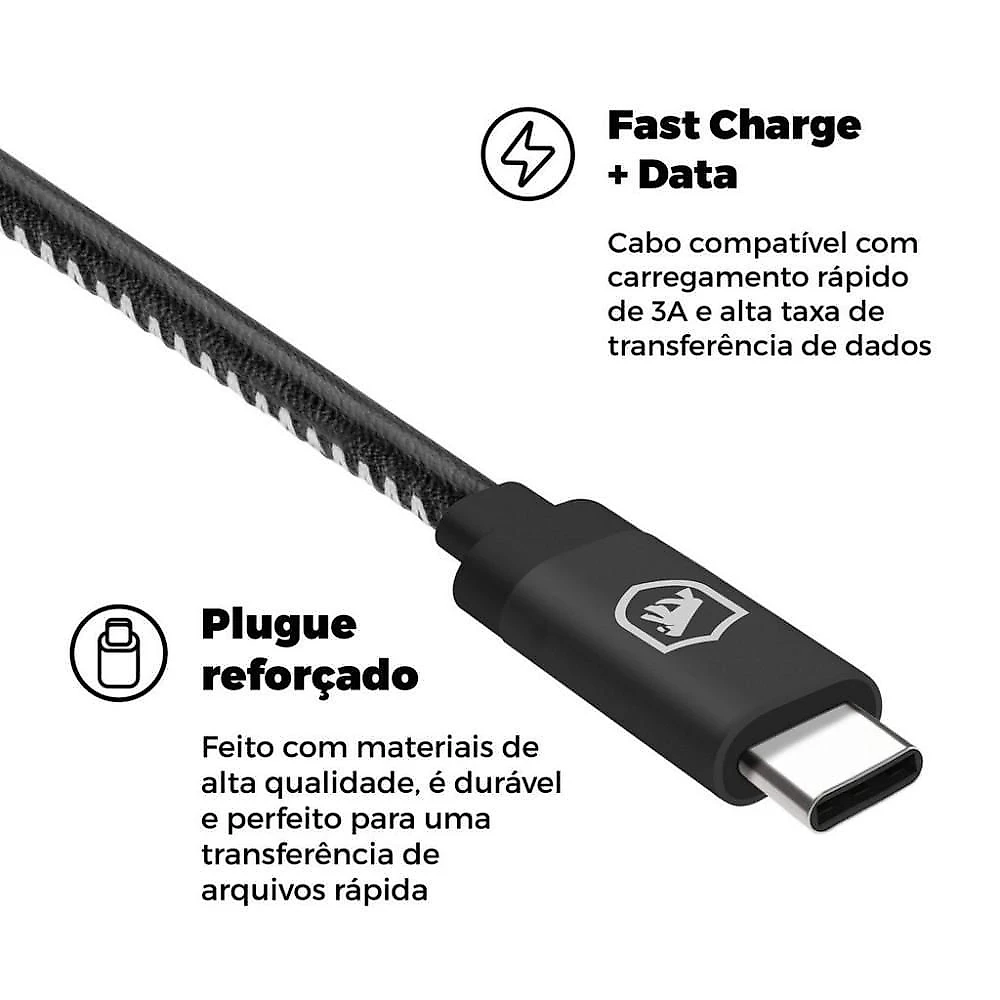 Cabo Turbo Militar - 1,5M - Type C / Tipo C - Original - Gshield