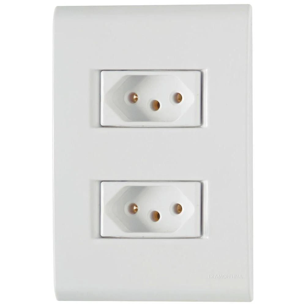Conjunto Liz Branco 4x2 com 2 Tomadas 2p+t de 10 Ampères E 250 Volts 57170065 Tramontina Cj.2 To
