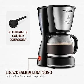 Cafeteira Elétrica Mondial Dolce Arome Inox C-30 18 Xícaras - Preta 110V