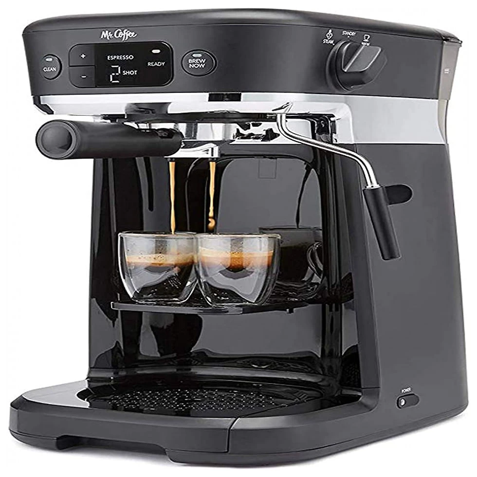 Máquina de Café Expresso até 10 Xícaras Mr. Coffee 15 Bar com Espumador de Leite, 110V Preta