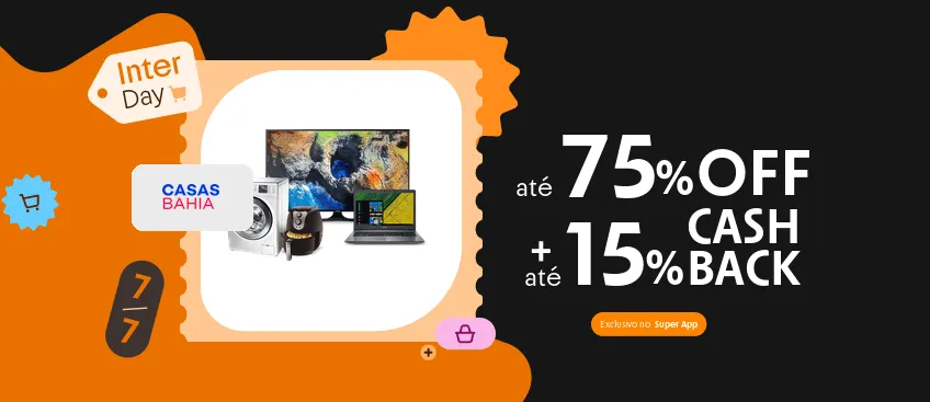 Casas Bahia com até 15% de cashback
