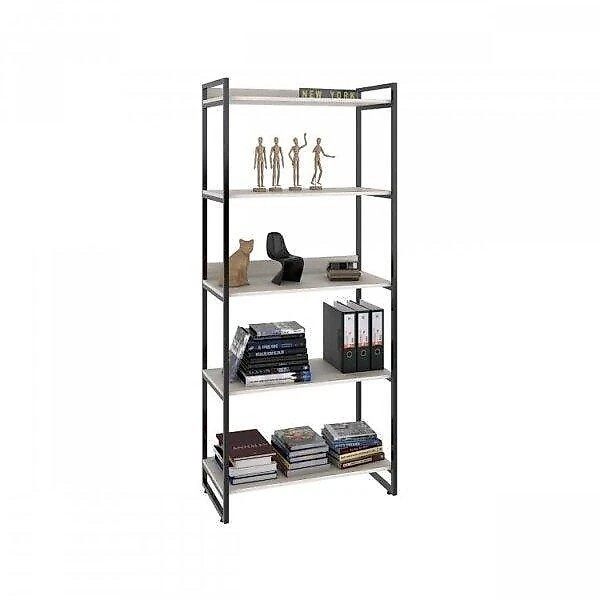 Kit 3 Peças com Mesa para Escritório em L Kuadra e 2 Estantes Multiuso 5 Prateleiras Escritório Completo com Mesa de Escritório em L e 2 Estantes Multiuso 5 Prateleiras Espresso Móveis