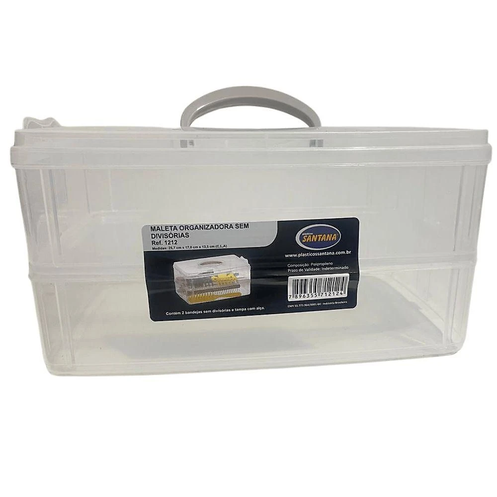 Maleta Organizadora Modular Grande sem Divisórias Transparente Plásticos Santana