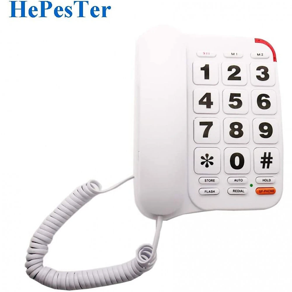HePesTer P46 Telefone com Fio para Sênior com Tecla Grande Volume Alto e Discagem Inteligente