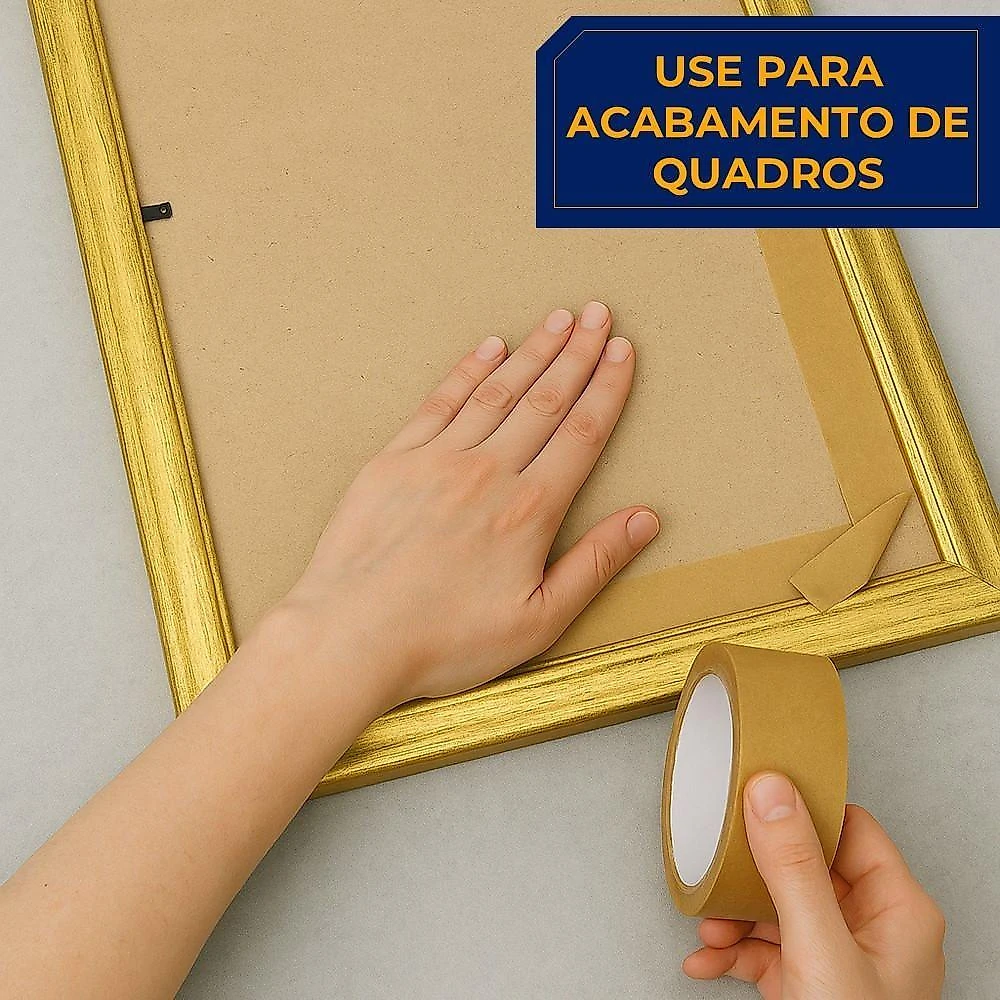 6 Fita Kraft Crepada Adesiva 45mmx40m Marrom Para Caixas Molduras Super Aderente Delfix
