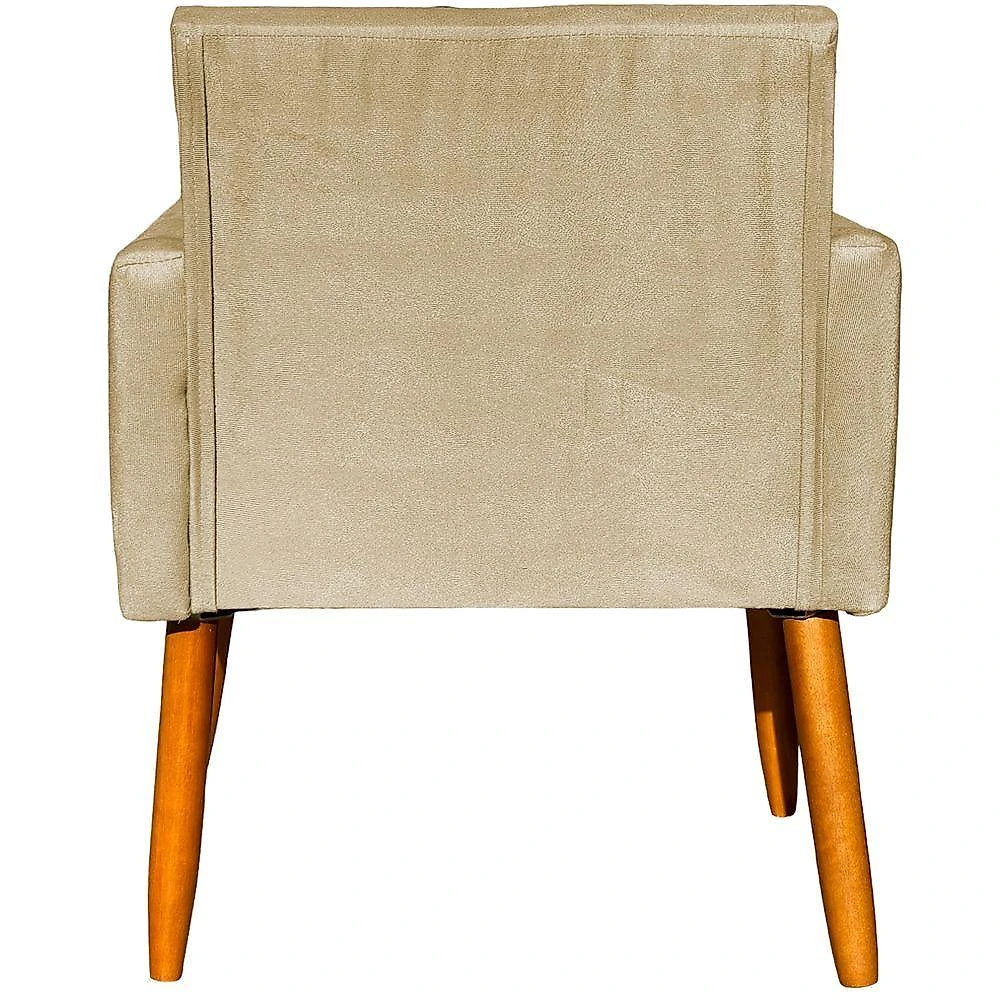Kit 4 Poltrona Para Sala Recepção Consultório Cadeira Nina Pés Palito Bege Suede