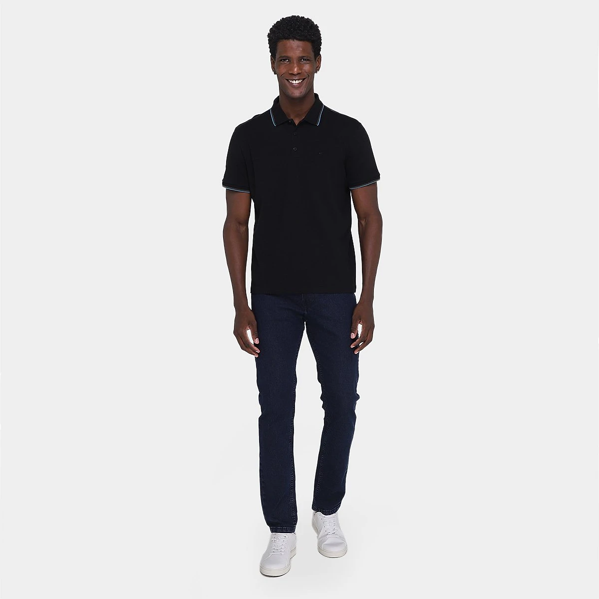 Miniatura Camisa Polo Ellus Masculina Preto+Azul - G