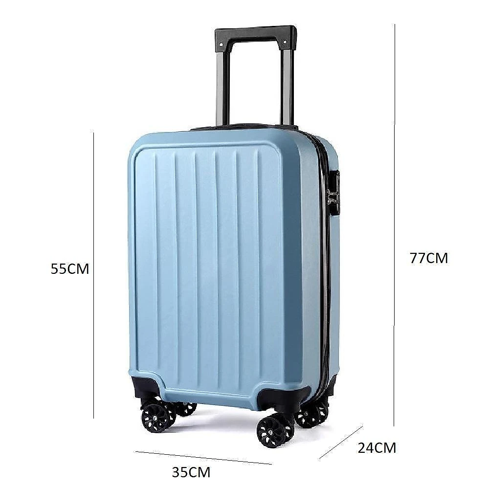 Mala de Viagem Pequena de Bordo 10kg Abs com Rodas Giro 360 Cadeado Zíper Azul Yeet