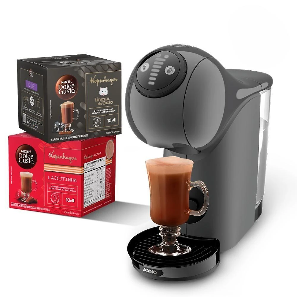 Kit Cafeteira Dolce Gusto Genio S Basic Grafite com Bebidas Kopenhagen 110V