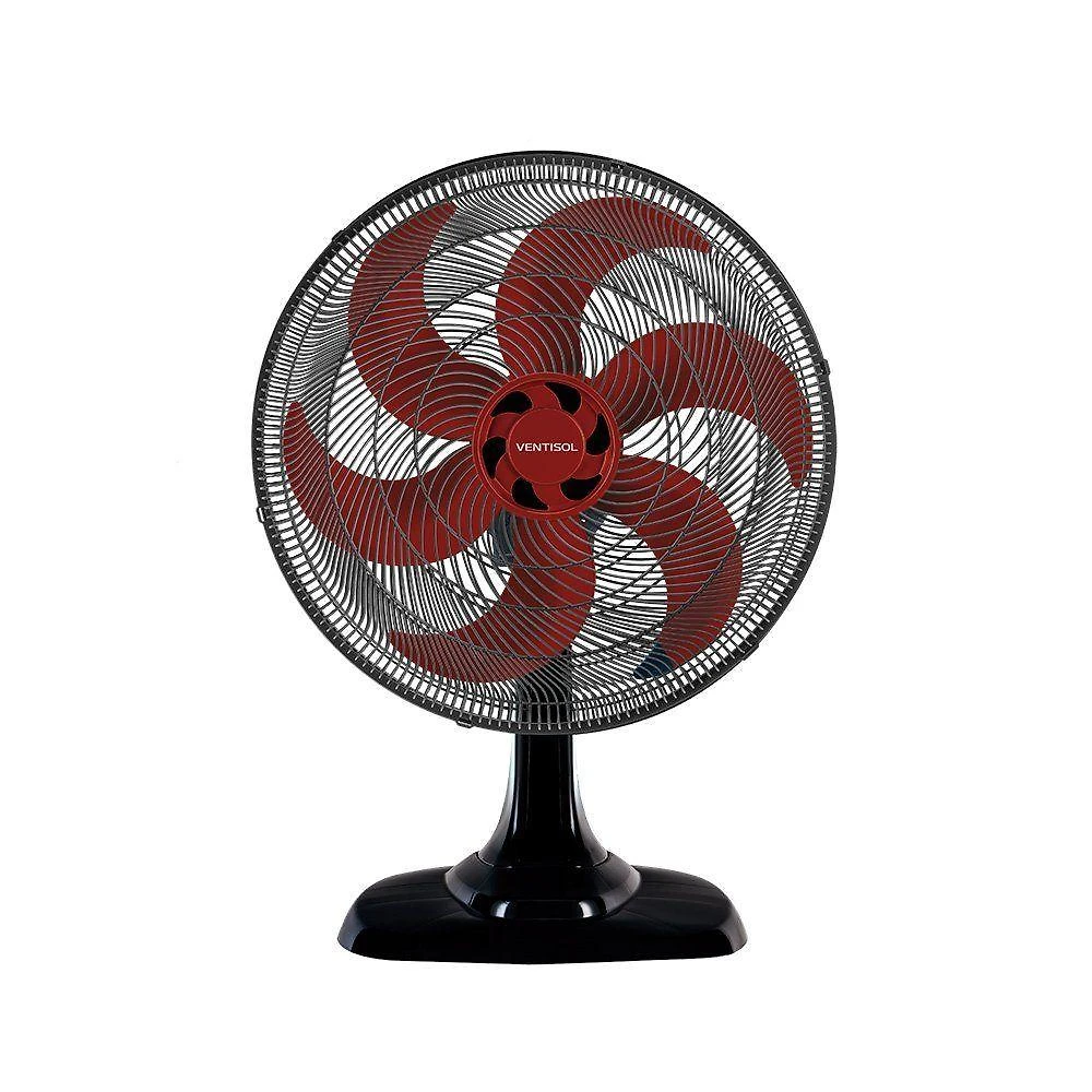 Ventilador de Mesa Ventisol 135W 50cm 6 Pás 3 Velocidades Turbo 6 Preto e Vermelho 220V