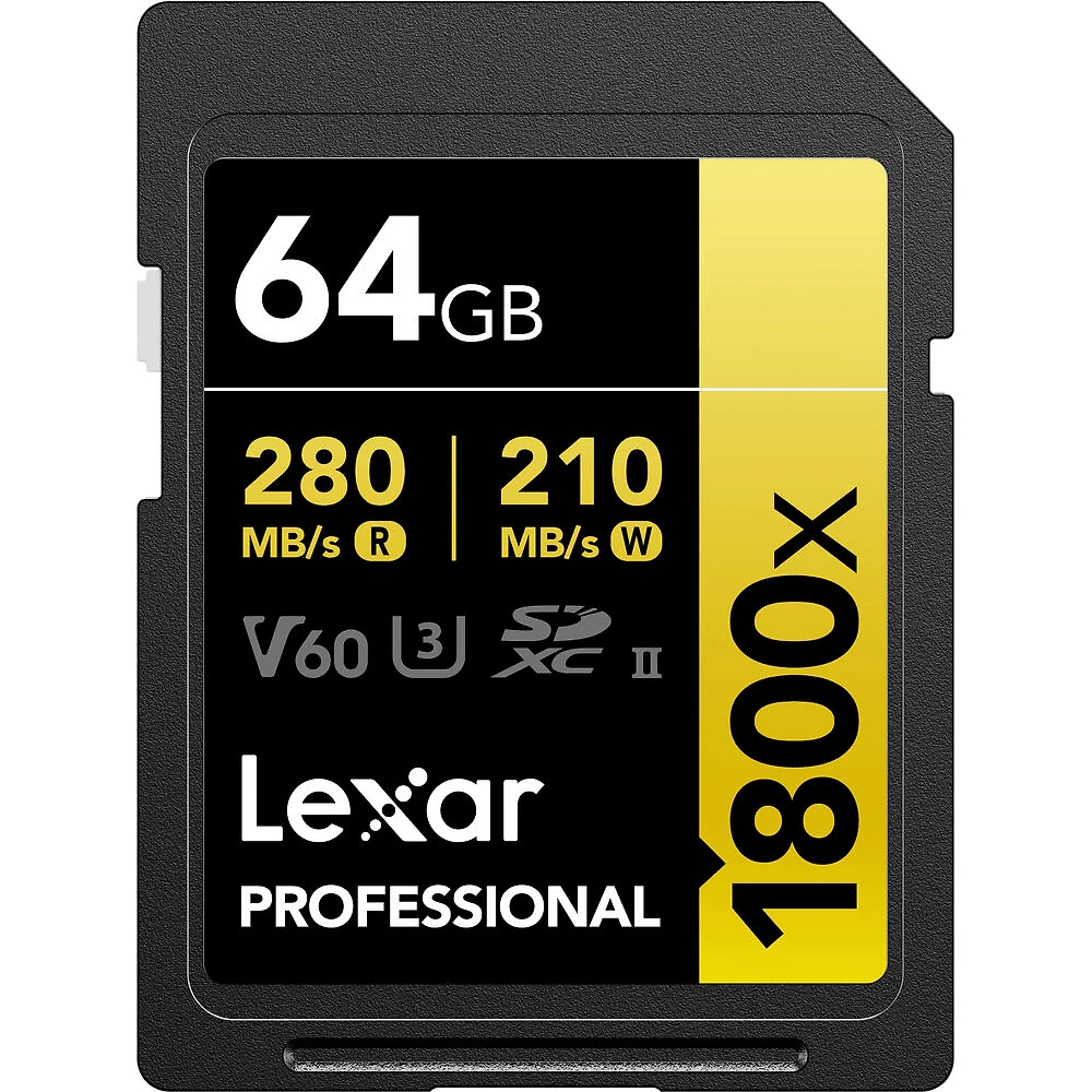 Cartão SDXC 64Gb Lexar Gold 4K 1800x 280Mb/s UHS-II / V60 / U3 / Classe 10