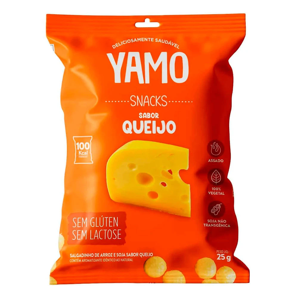 Salgadinho Snacks Yamo de Arroz e Soja Sabor Queijo Sem Glúten 25g