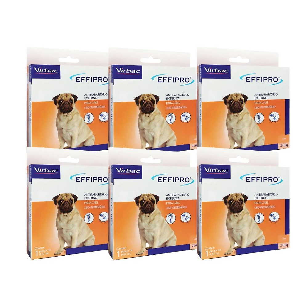 Kit Antipulgas e Carrapatos Virbac Effipro 0,67 mL - Cães de 2 até 10 Kg - KIT