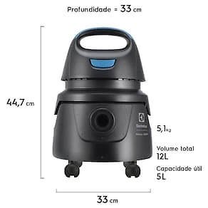 Aspirador de Pó e Água Electrolux Hidrolux AWD01 1400W 5L Função Sopro Preto 110V