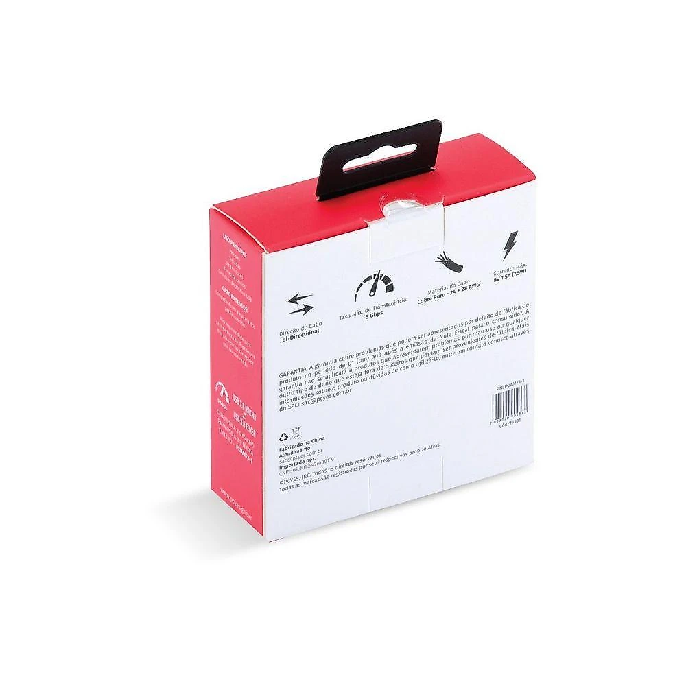 Cabo Extensor Usb A 3.0 Macho P/ Usb A 3.0 Fêmea 1 Metro
