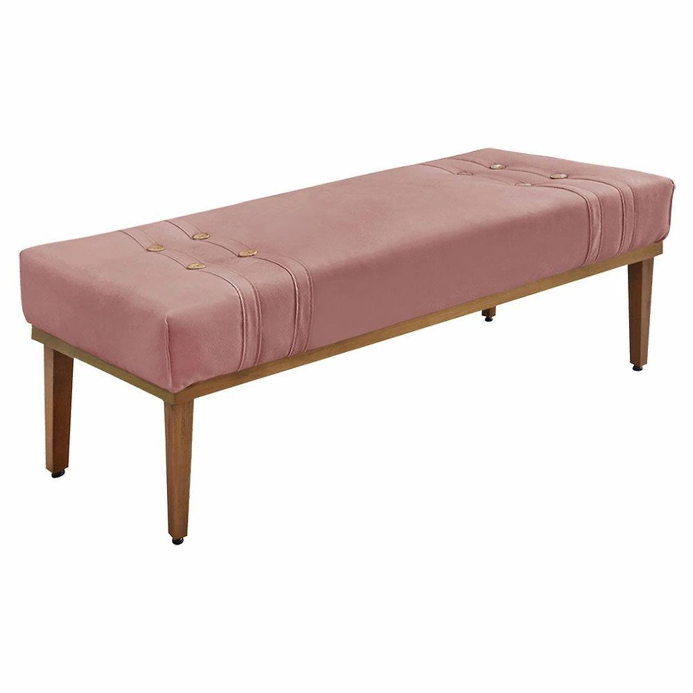 Calçadeira Recamier Casal 1,40M Gênova Veludo Cor Rosa