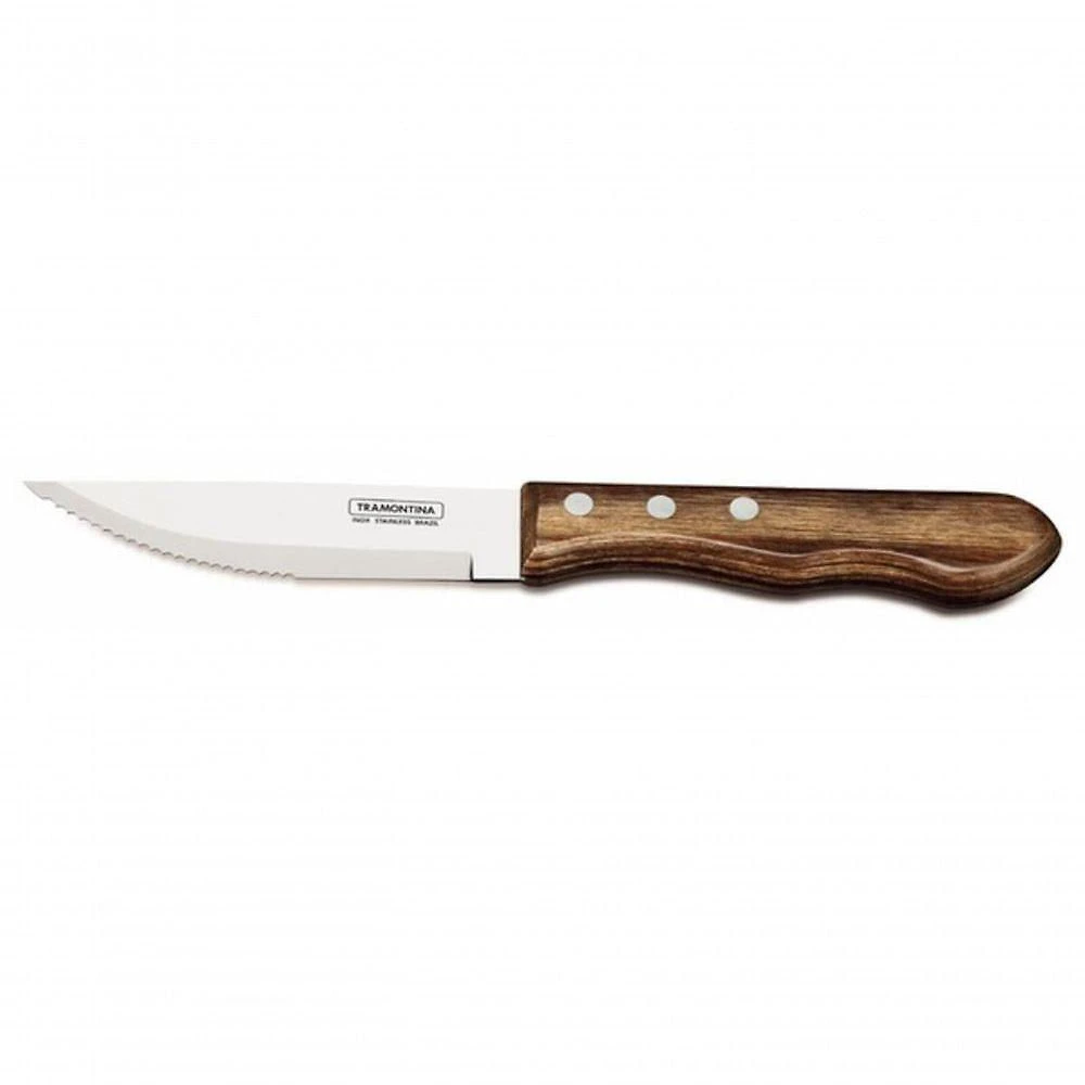 Faca Jumbo Em Inox Tramontina 5" Cabo Polywood Castanho