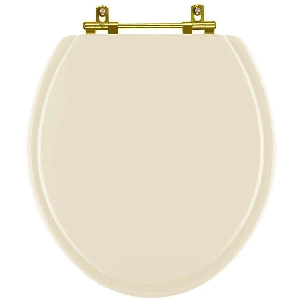 Assento Sanitário Ideal Standard Oval Resina Plástica Parafusado Convencional Ferragem Dourada Bege