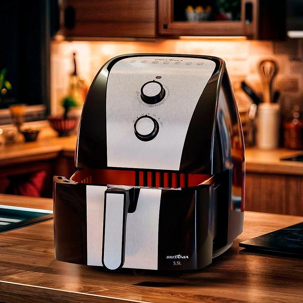 Fritadeira Elétrica Britânia Air Fryer 5,5l Bfr51 Preta - Inox 110V