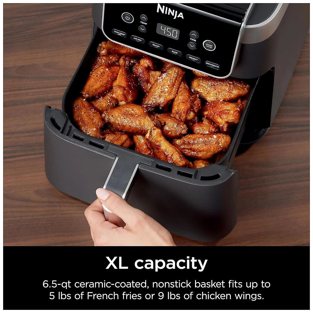 Fritadeira Elétrica Air Fryer 6 em 1, 6,1L com Tela LED e Cesto Antiaderente, 110V 1750W, Ninja, Cinza 110v