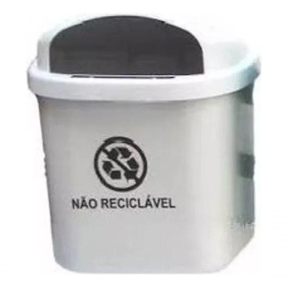 Cesto para Coleta Seletiva ST3 40L Individual sem Poste com Fechadura e Apagador de Cigarros Preto