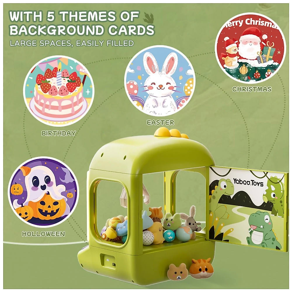 Máquina de Garra Dinossauro Vanvimen 64 PCS Grande para Crianças, Arcade Mini Vending Game com Brinquedos e Doces, Som e Luzes