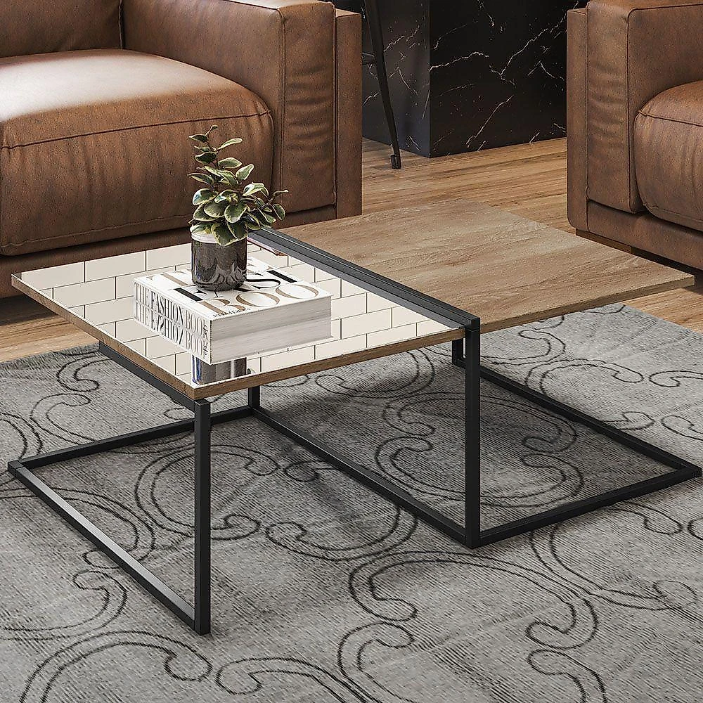 Mesa De Centro Espelhada Com Prateleira D1 Design Demolição