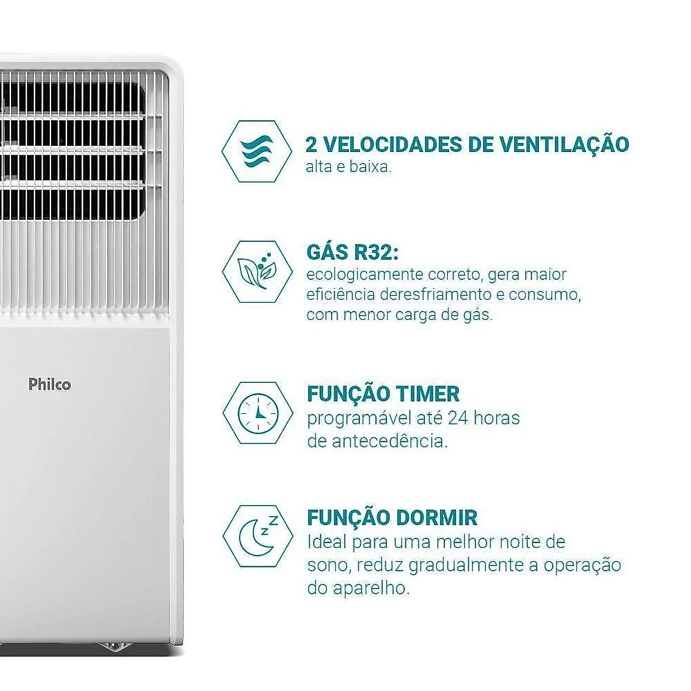 Ar Condicionado Portátil Philco 10000 BTUS Frio 220V PAC10FN