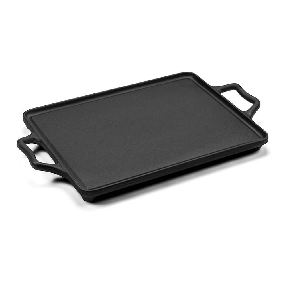 Chapa Lisa Retangular para Grelhar Ferro Fundido com Canaletas Cozinha Cinza Panela Mineira 50X35CM